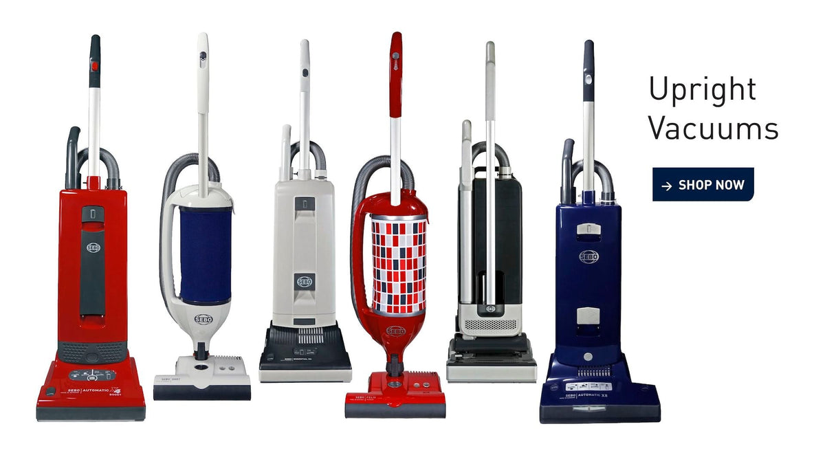 SEBO upright vacuum lineup in several colors