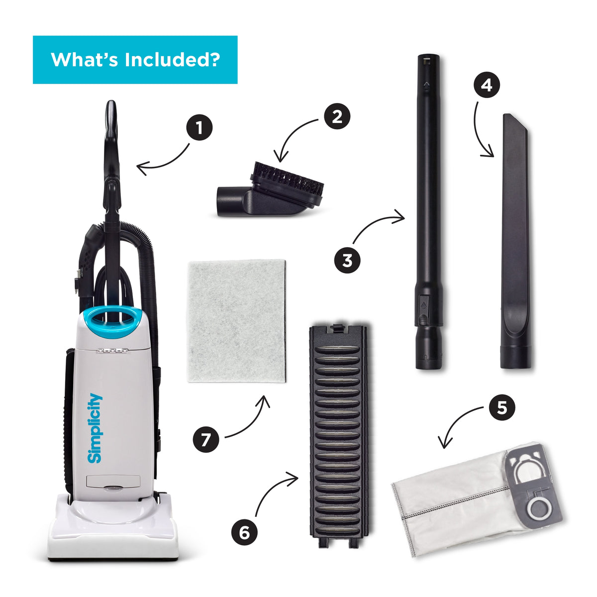 Simplicity S26 Allergy Upright with included tools, bag and filters