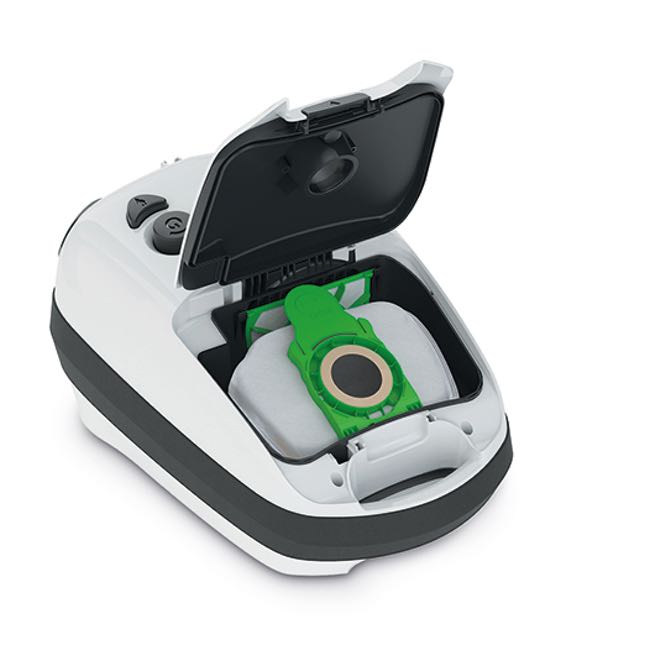 Sebo Airbelt E series dust bag compartment